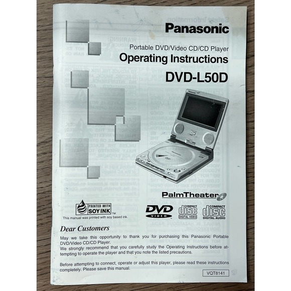 Panasonic Palm Theater DVD-L50D DVD Player Operating Owners Instruction Manual - Picture 3 of 4